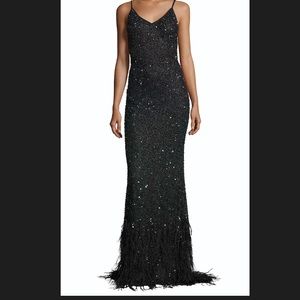 Haute Hippie Embellished Feather Gown